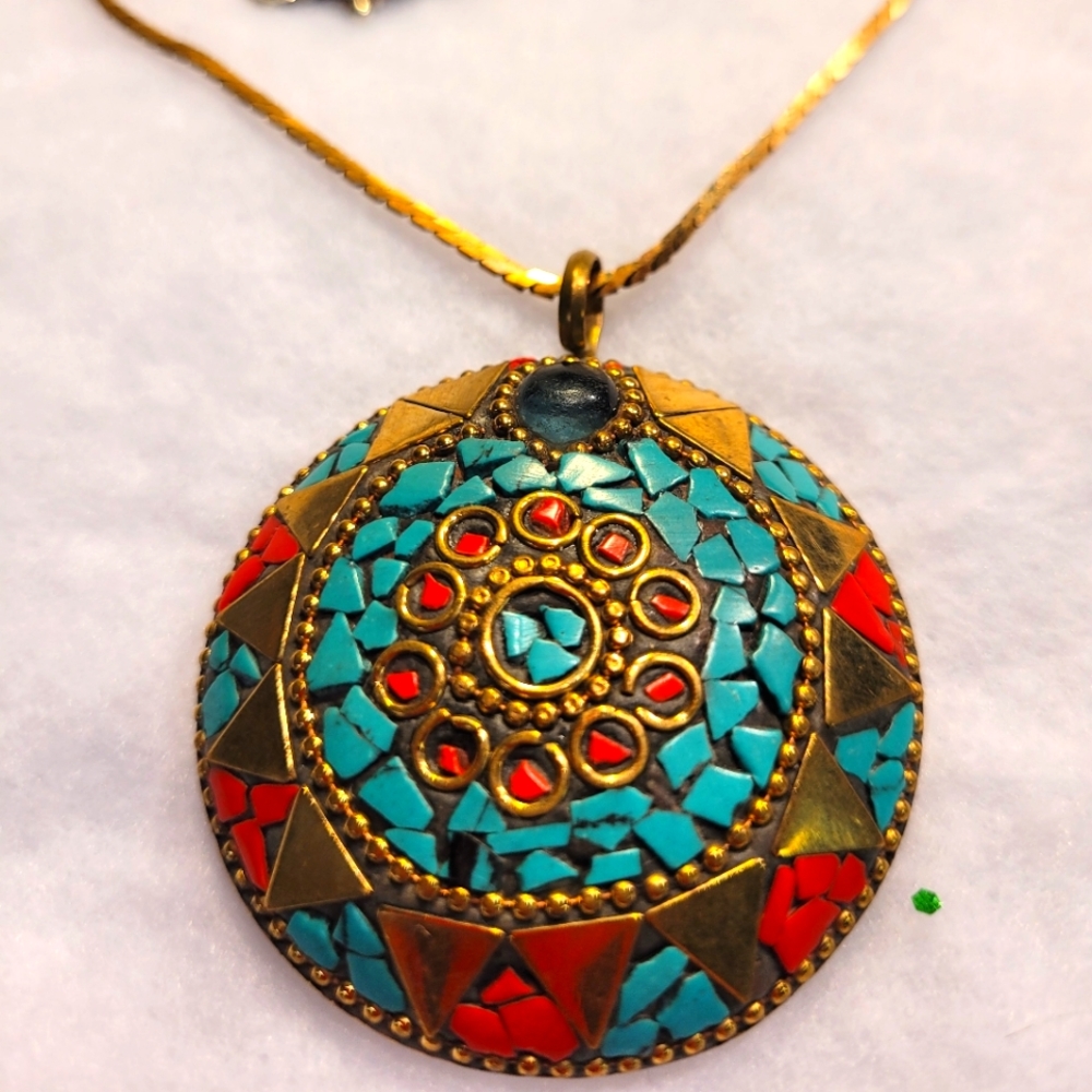 NWOT GENUINE TURQUOISE, TIBETAN NECKLACE